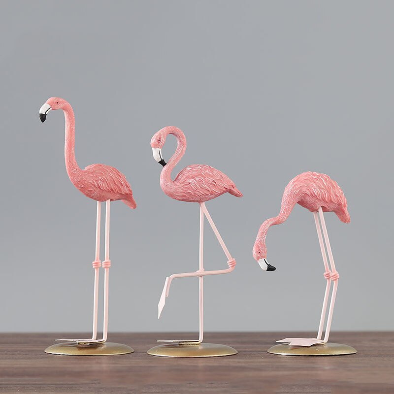 Nordic Metal Pink Flamingo Statue