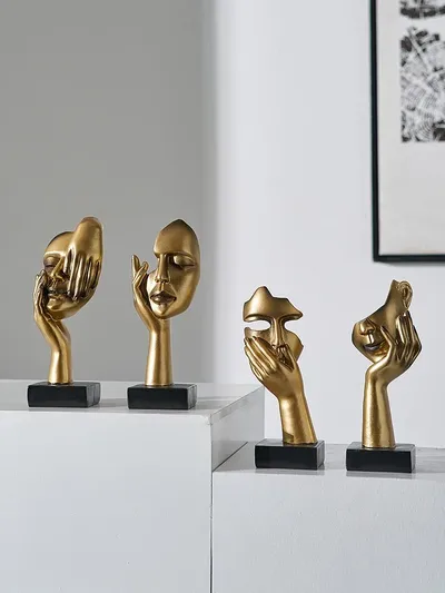 Nordic Statue Abstract Resin Desktop Ornaments Sculpture Miniature Figurines Face Character Art Crafts Office Home