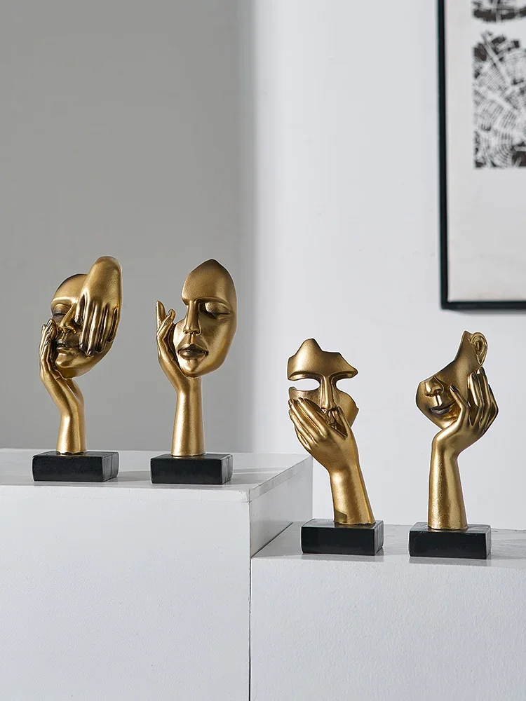 Nordic Statue Abstract Resin Desktop Ornaments Sculpture Miniature Figurines Face Character Art Crafts Office Home