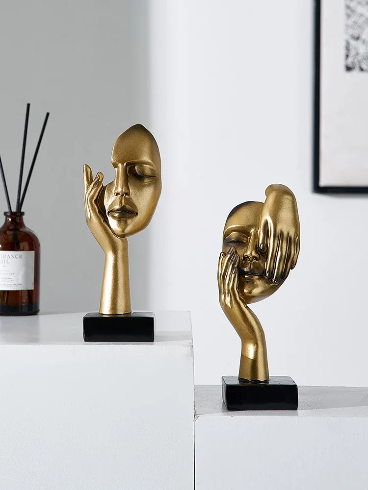 Nordic Statue Abstract Resin Desktop Ornaments Sculpture Miniature Figurines Face Character Art Crafts Office Home