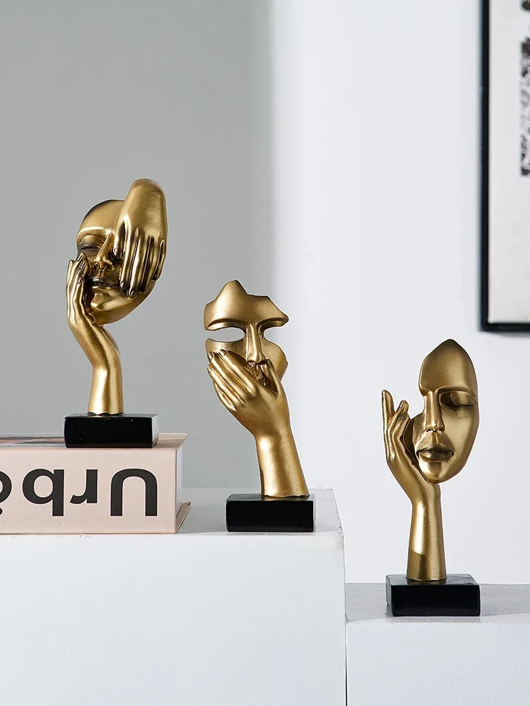 Nordic Statue Abstract Resin Desktop Ornaments Sculpture Miniature Figurines Face Character Art Crafts Office Home