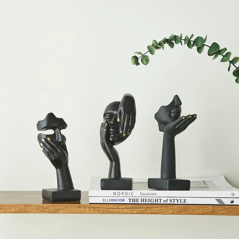 Nordic Statue Abstract Resin Desktop Ornaments Sculpture Miniature Figurines Face Character Art Crafts Office Home