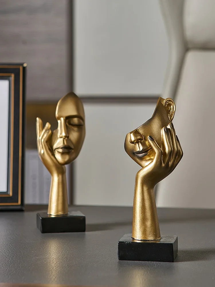 Nordic Statue Abstract Resin Desktop Ornaments Sculpture Miniature Figurines Face Character Art Crafts Office Home