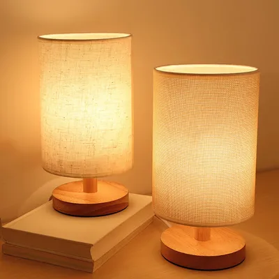 Nordic USB Wooden Bedside Table Lamp