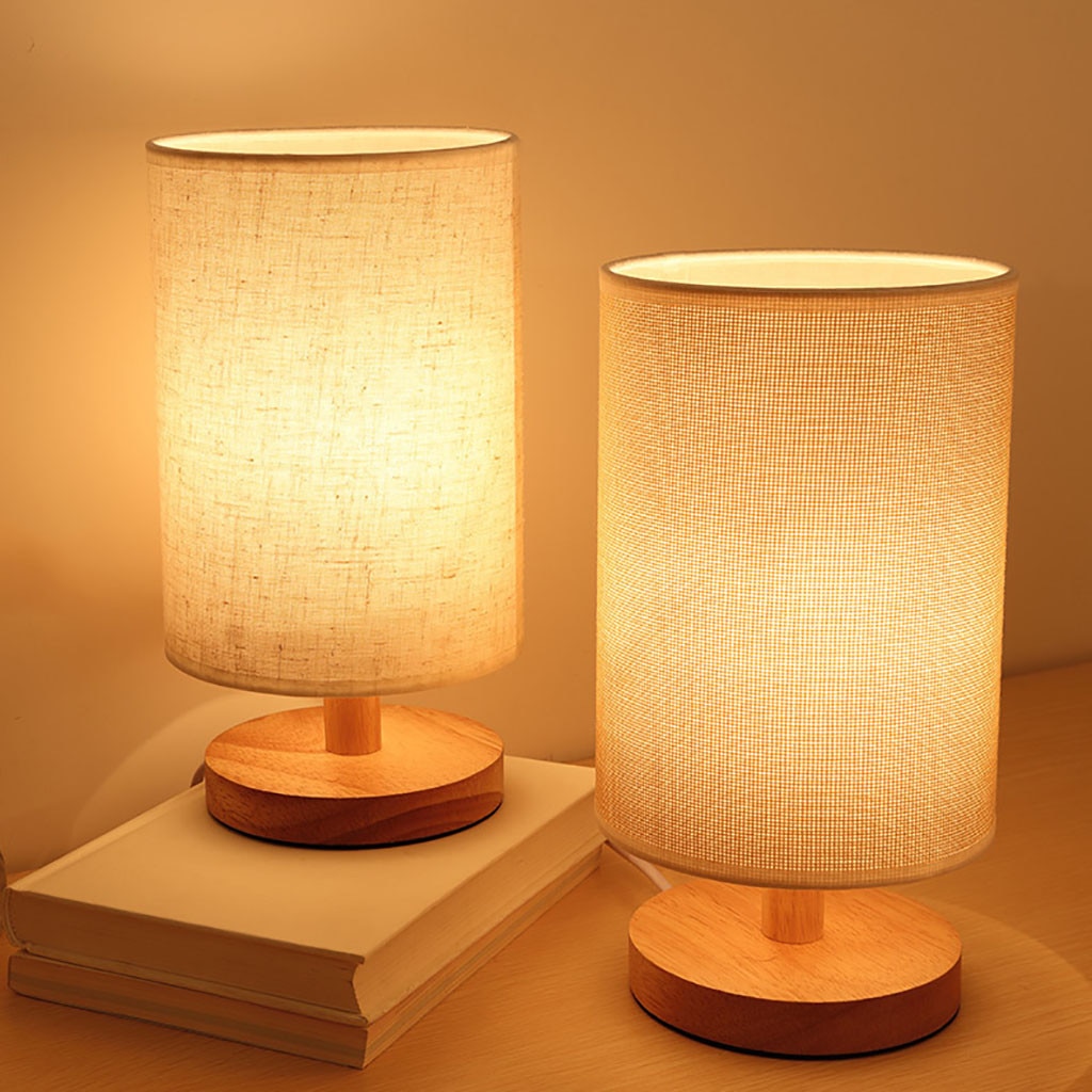 Nordic USB Wooden Bedside Table Lamp