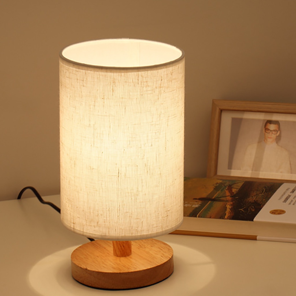 Nordic USB Wooden Bedside Table Lamp