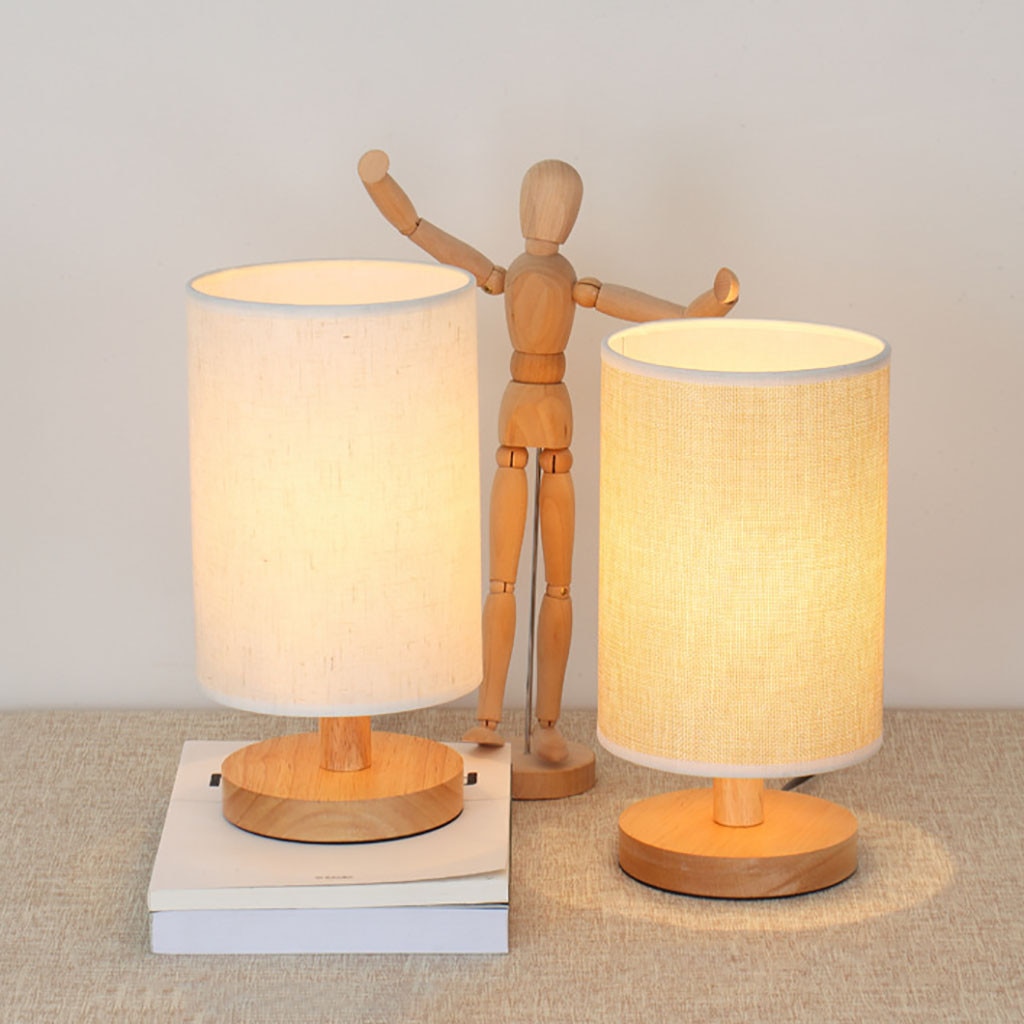 Nordic USB Wooden Bedside Table Lamp
