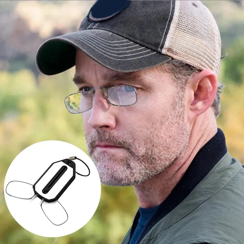 Nose Clip-on Reading Glasses Folding Legless Ultralight Keychain Glasses Men Women Mini Portable Presbyopic Glasses