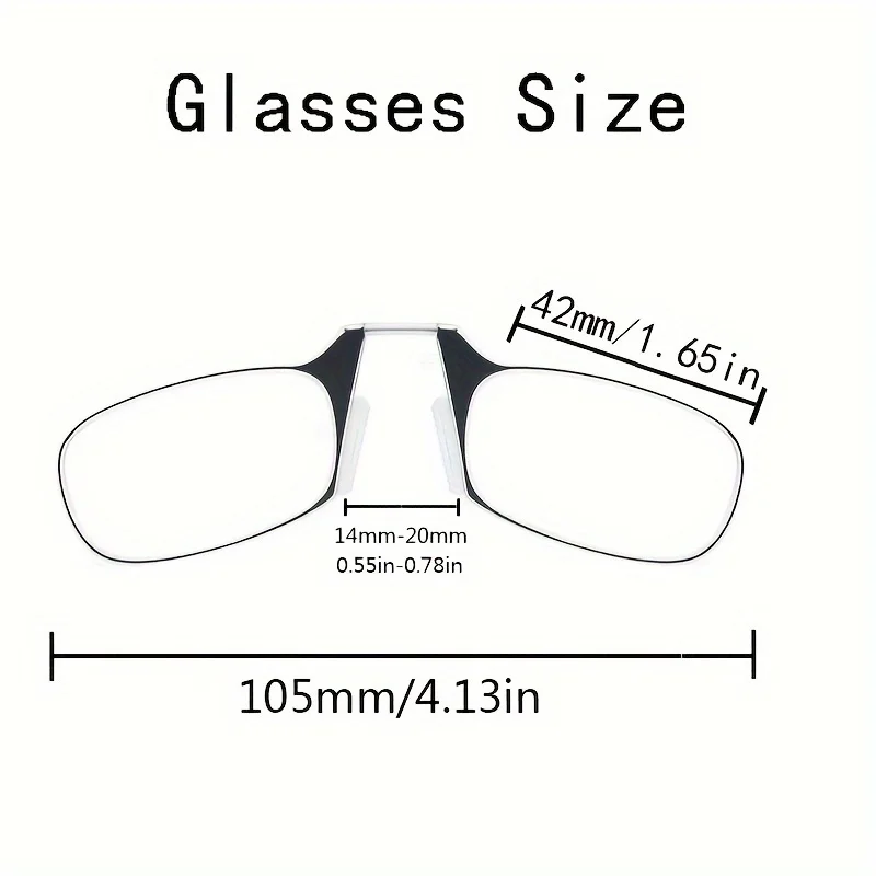 Nose Clip-on Reading Glasses Folding Legless Ultralight Keychain Glasses Men Women Mini Portable Presbyopic Glasses