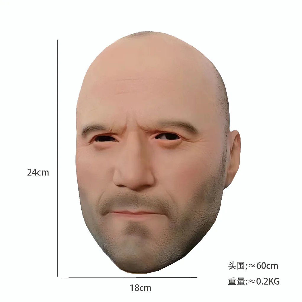 Novelty Halloween Costume Party Latex Head Mask of Bald Man
