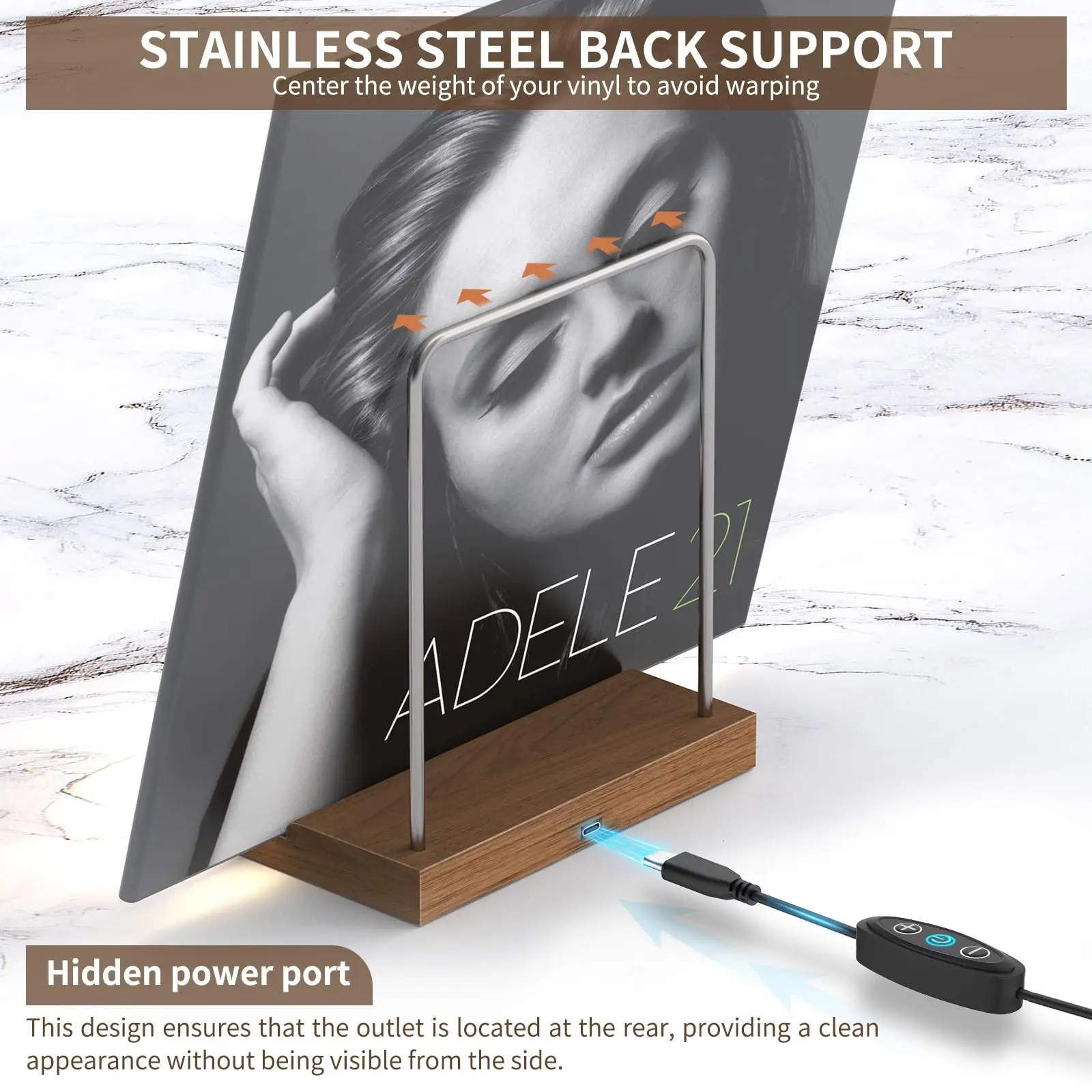 Now playing Vinyl Record Holder Light Up Vinyl Record Display Stand with Fingerprint-Proof Acrylic Albums, Warm White Now playing Vinyl Record Holder Light Up Vinyl Record Display Stand with Fingerprint-Proof Acrylic Albums, Warm White