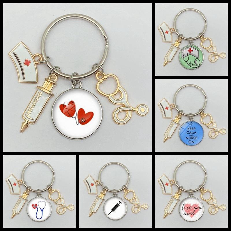Nurse Keychain with Medical Icon Charms Nurse Keychain with Medical Icon Charms