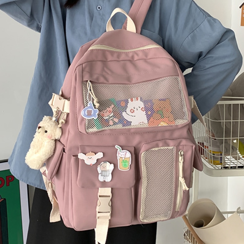 Nylon Backpack for Women with Mesh Pockets