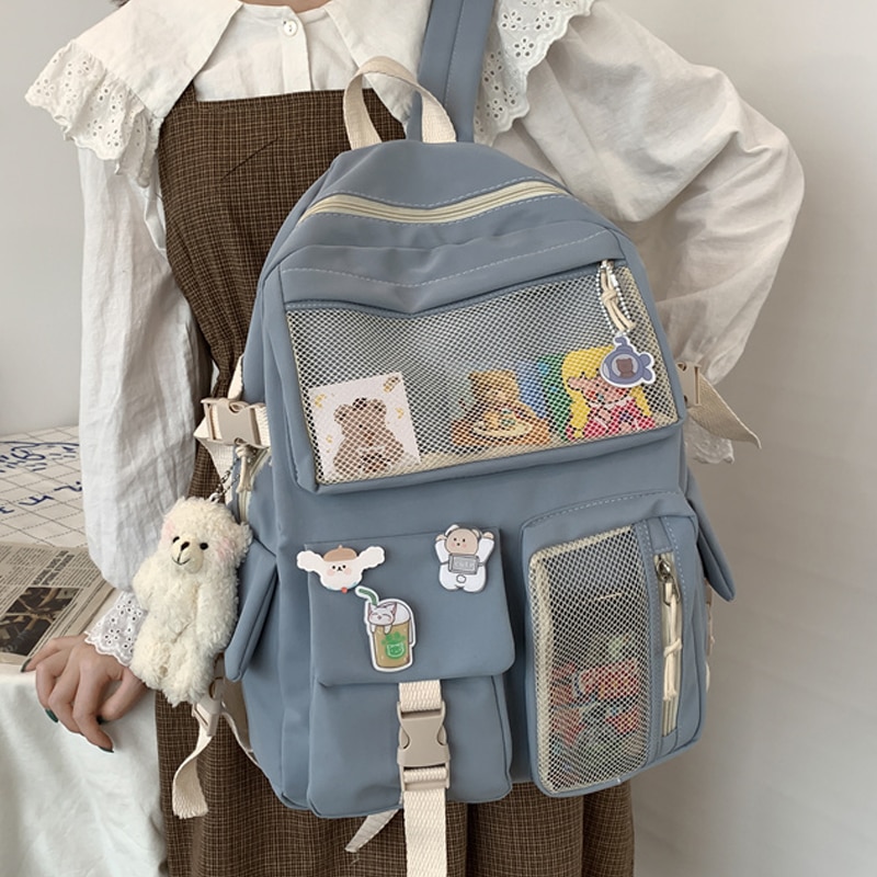 Nylon Backpack for Women with Mesh Pockets Nylon Backpack for Women with Mesh Pockets