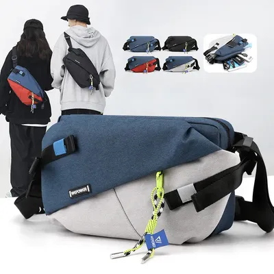 Nylon Panelled Waist Pack Unisex Chest Pack Casual Outdoor Travel Crossbody Bag Men Wasit Belt Bags