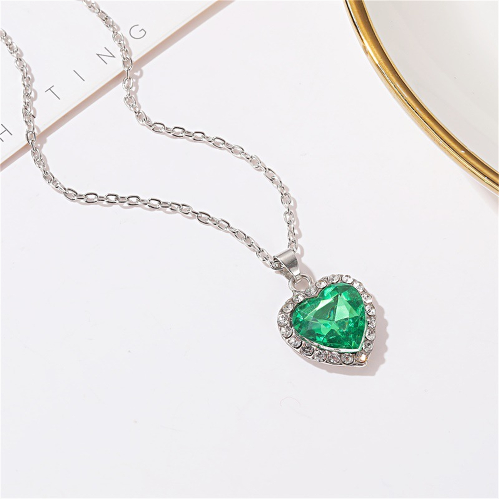 Ocean Heart Shaped Necklace With Blue Crystal Gemstone Pendant For Women Wife Anniversary Valentine Birthday Gift Ocean Heart Shaped Necklace With Blue Crystal Gemstone Pendant For Women Wife Anniversary Valentine Birthday Gift