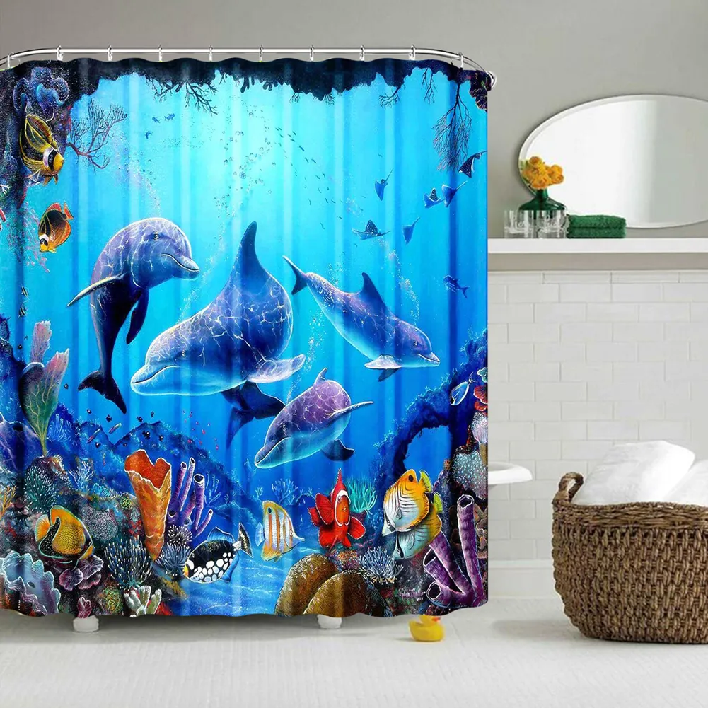 Ocean Theme Dolphin Shower Curtain