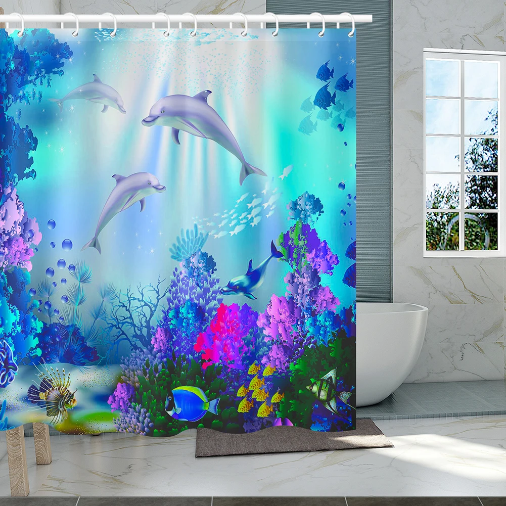 Ocean Theme Dolphin Shower Curtain