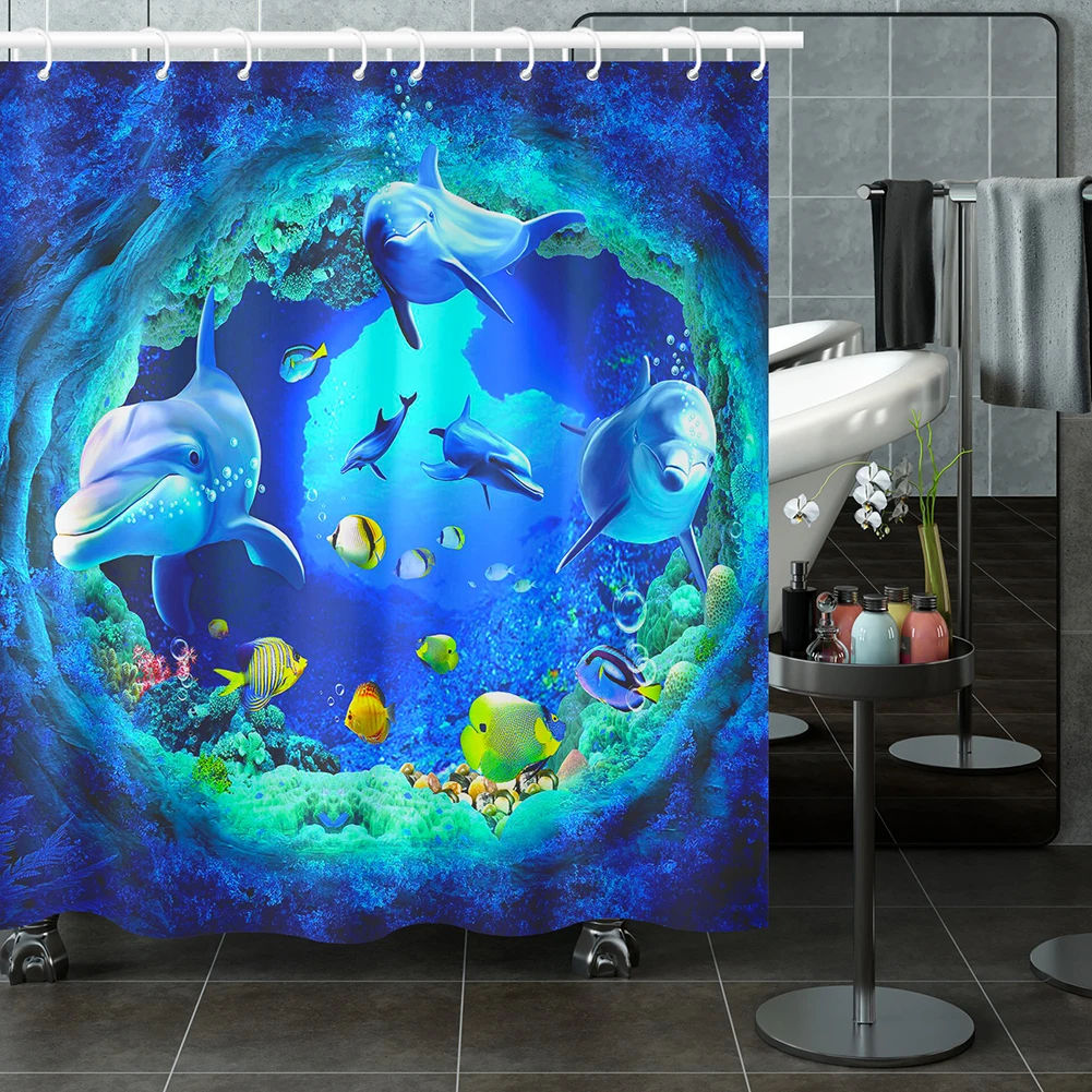 Ocean Theme Dolphin Shower Curtain