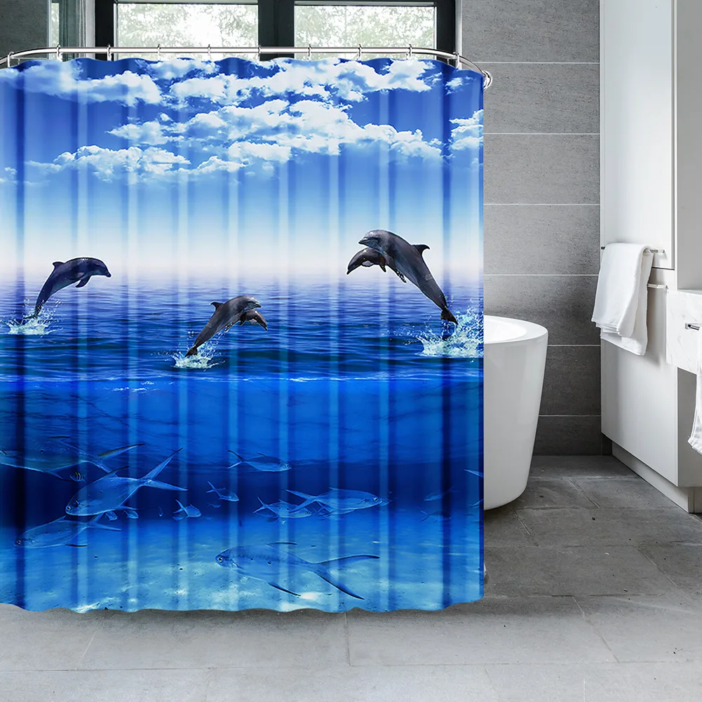 Ocean Theme Dolphin Shower Curtain