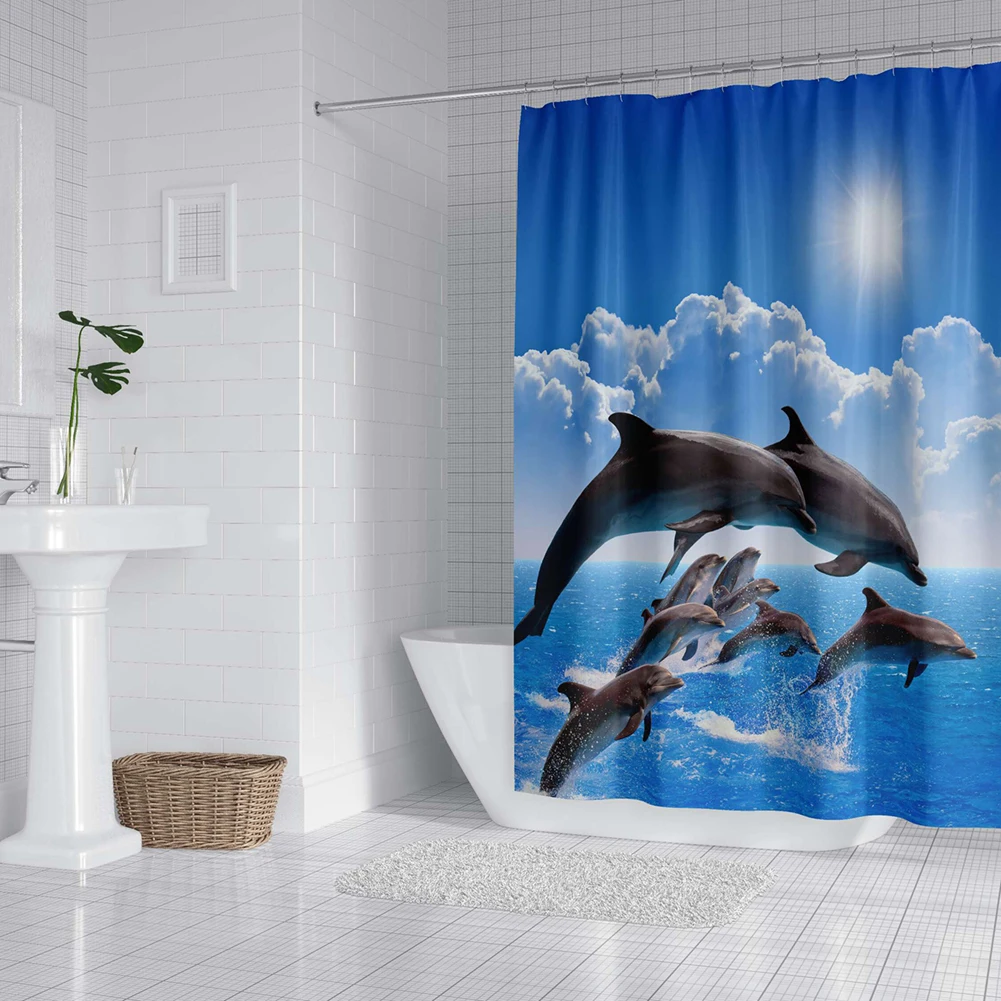 Ocean Theme Dolphin Shower Curtain