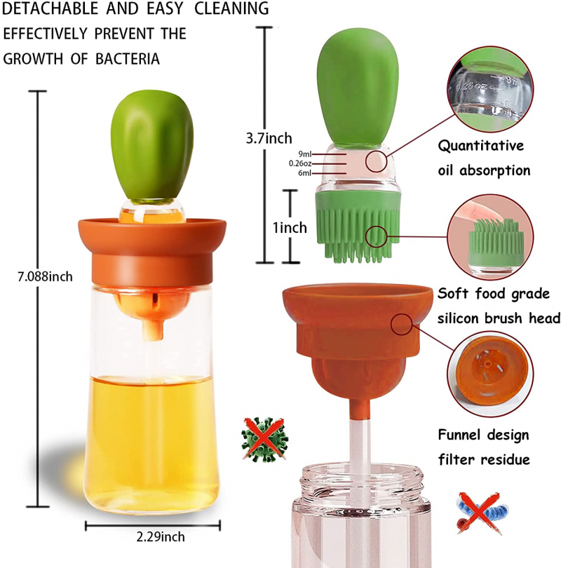 Oil Dispenser Bottle with Silicone Brush