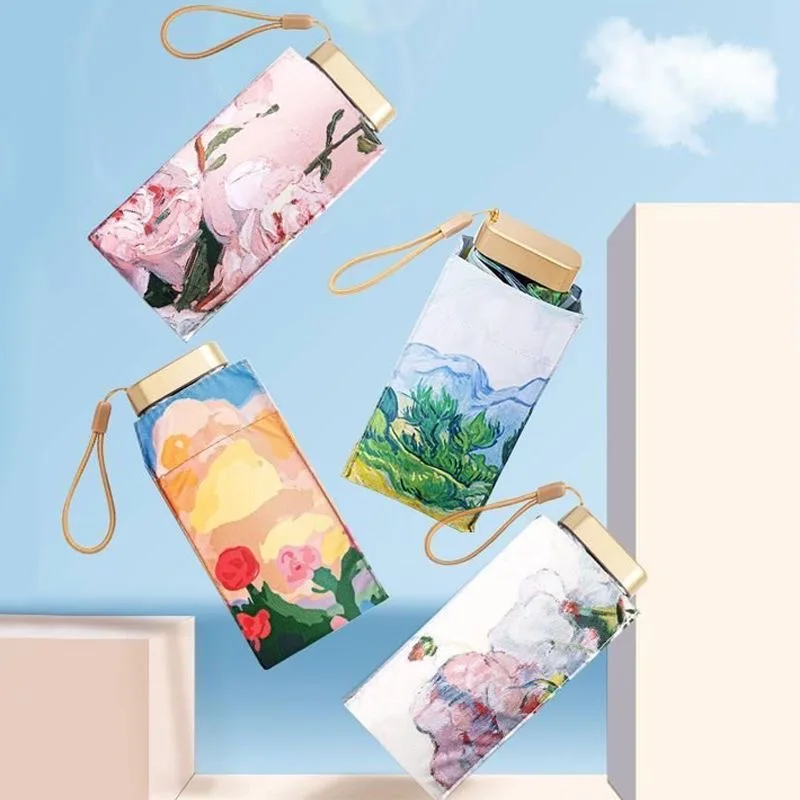 Oil Painting Style Small Umbrella for Handbag