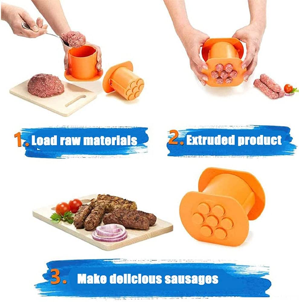 One Press Cevapcici Maker Kitchen Hot Dog Burger Meat Sausage Handmade Gadget Tool