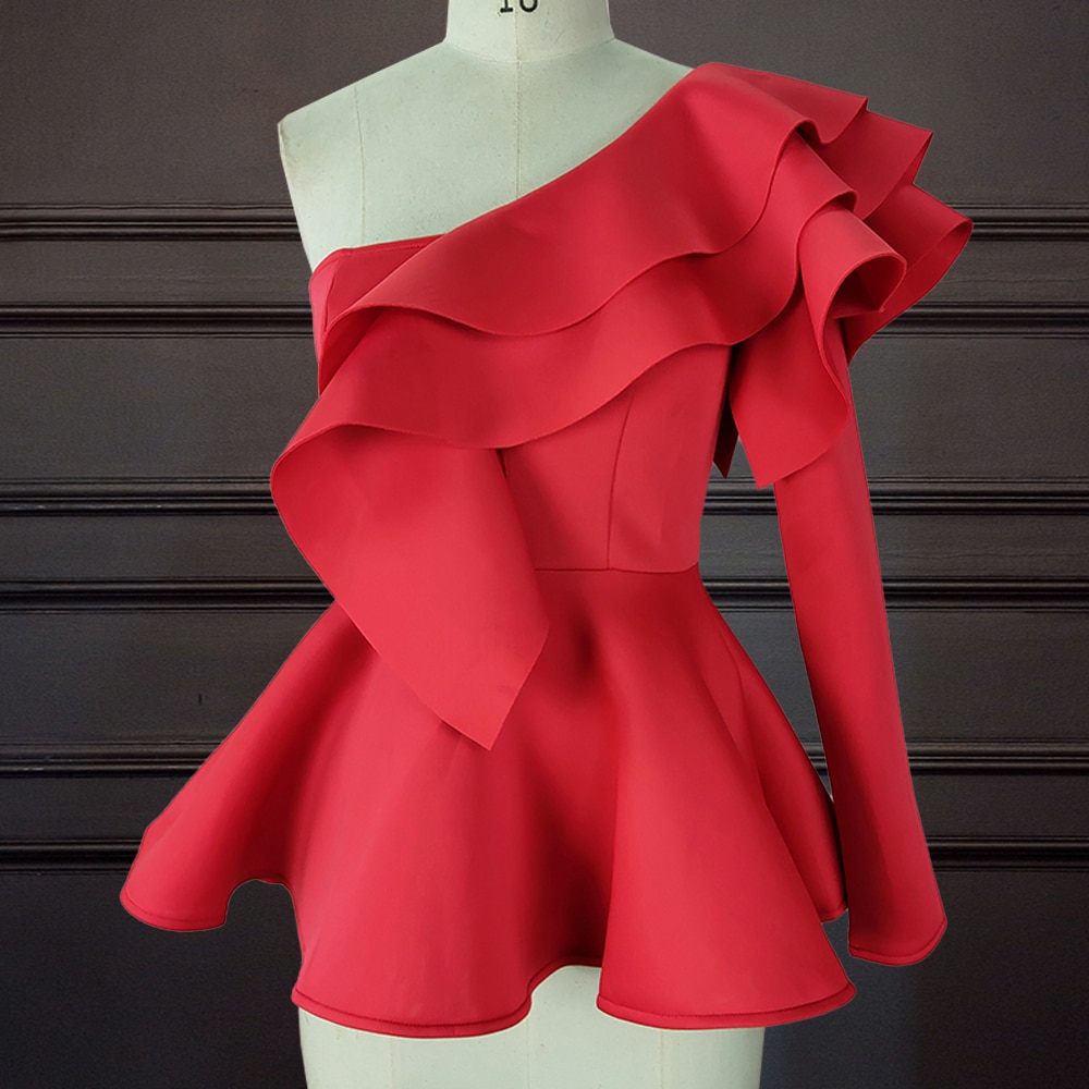 One Shoulder Sexy Peplum Blouse