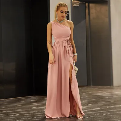 One Shoulder Sleeveless Side Split Dress