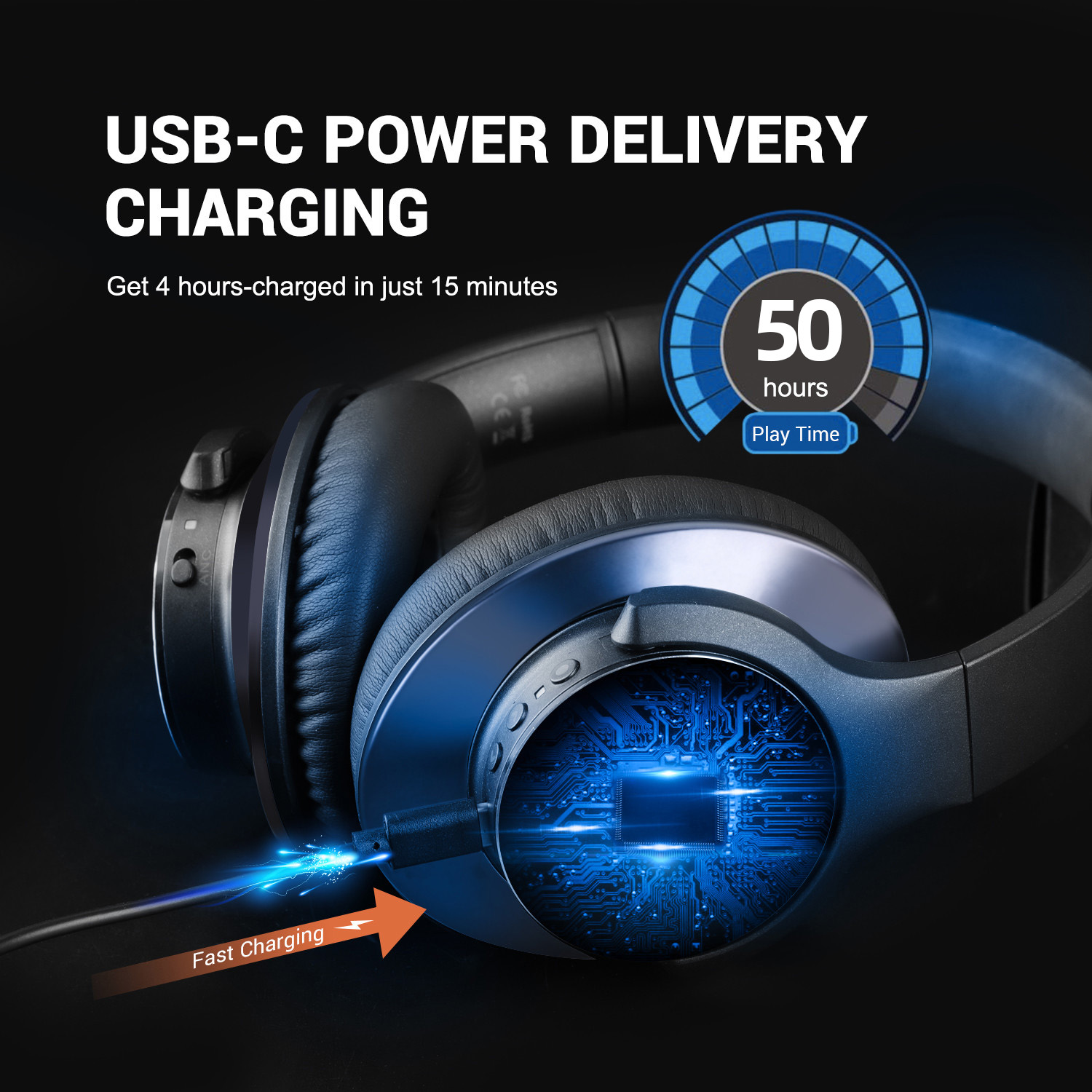 Oneodio A10 Hybrid Active Noise Cancelling Headphones Bluetooth With Hi-Res Audio Over Ear Wireless Headset ANC With