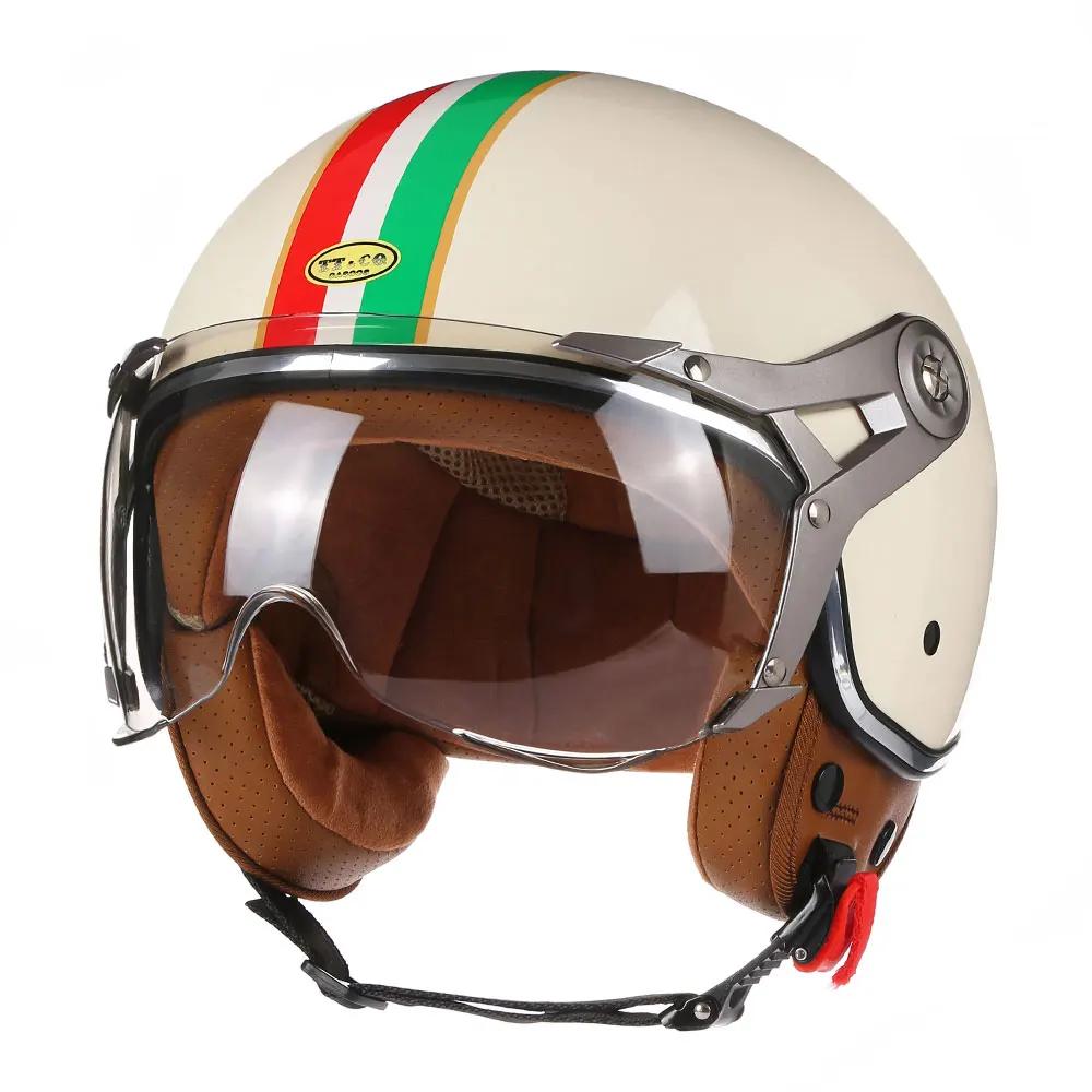 Open Face 3/4 Motorcycle Helmet Retro Motorbike Helmets Vintage Chopper Capacete De Moto Bike Scooter With For Men