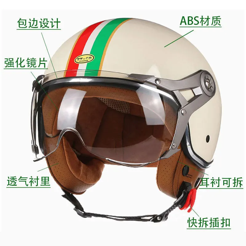 Open Face 3/4 Motorcycle Helmet Retro Motorbike Helmets Vintage Chopper Capacete De Moto Bike Scooter With For Men Open Face 3/4 Motorcycle Helmet Retro Motorbike Helmets Vintage Chopper Capacete De Moto Bike Scooter With For Men