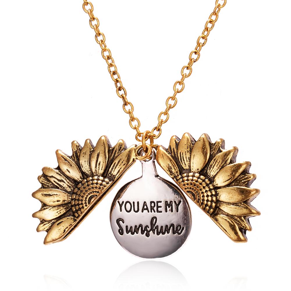 Open Locket Sunflower Pendant Necklace Open Locket Sunflower Pendant Necklace