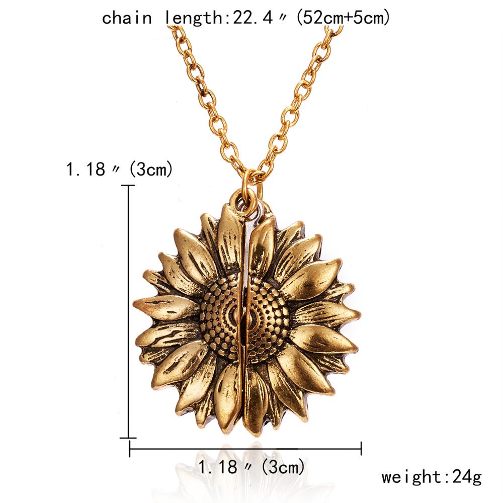 Open Locket Sunflower Pendant Necklace Open Locket Sunflower Pendant Necklace