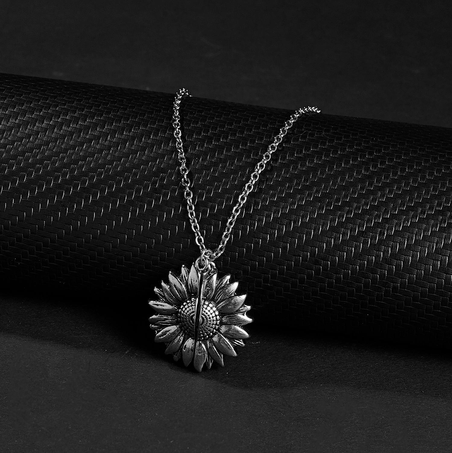 Open Locket Sunflower Pendant Necklace Open Locket Sunflower Pendant Necklace