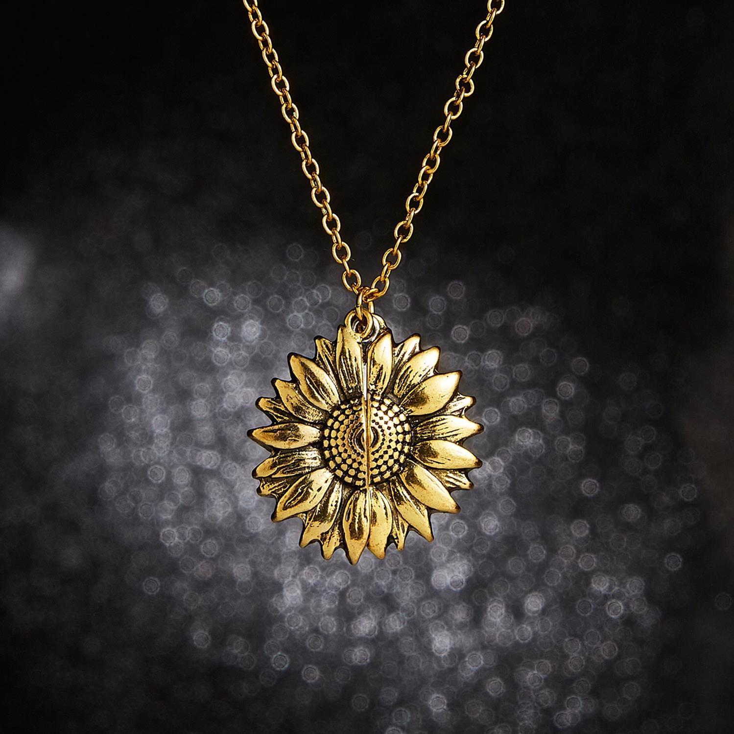Open Locket Sunflower Pendant Necklace Open Locket Sunflower Pendant Necklace