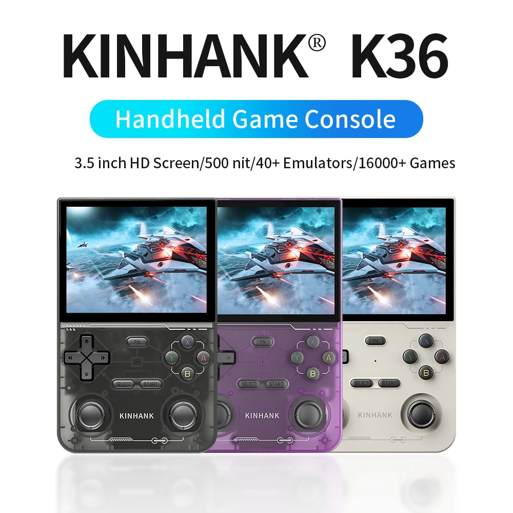 Open Source K36 Retro Handheld Video Game Console 16000 Games Emulator for PS1/PSP/DC/N64/SS 500nit 3.5 Inch IPS Screen