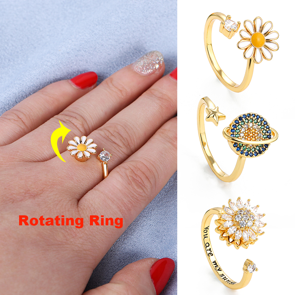 Open Type Daisy Fidget Ring
