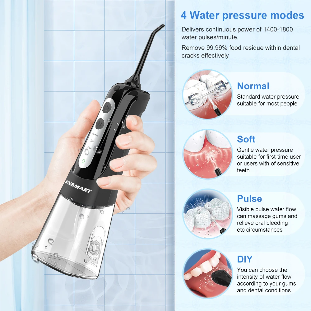 Oral Irrigator Dental Water Flosser Teeth Whitening Waterproof Portable Dental Water Jet Floss 300ML Teeth Cleaner Oral Irrigator Dental Water Flosser Teeth Whitening Waterproof Portable Dental Water Jet Floss 300ML Teeth Cleaner