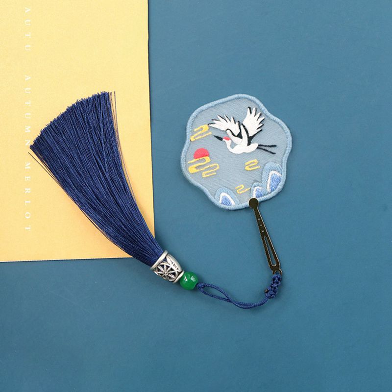 Oriental Tasseled Embroidered Bookmark