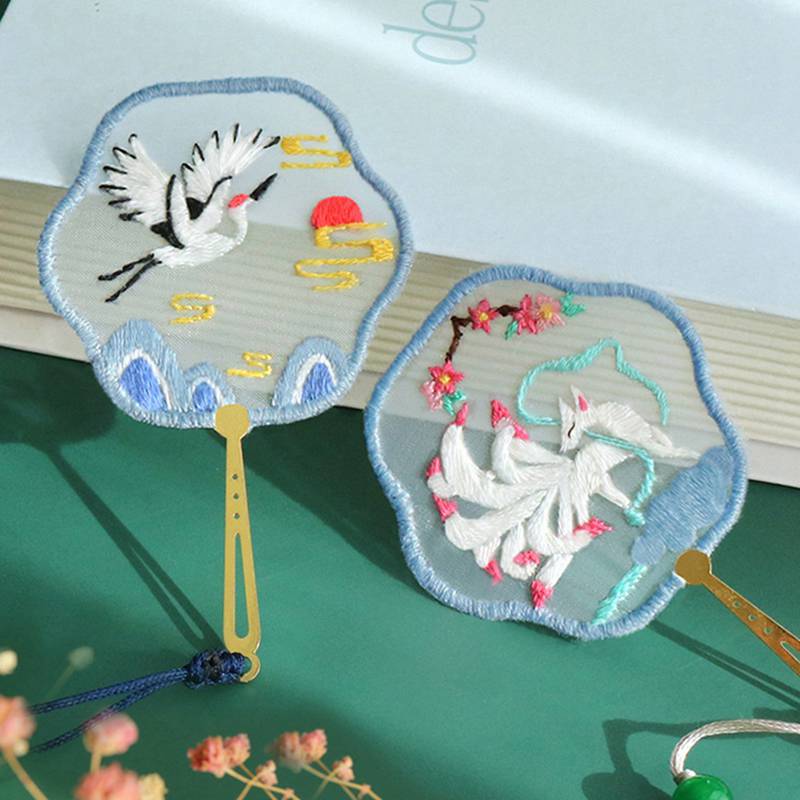 Oriental Tasseled Embroidered Bookmark