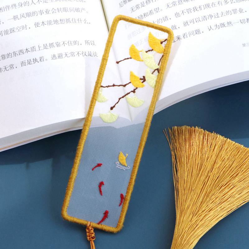 Oriental Tasseled Embroidered Bookmark