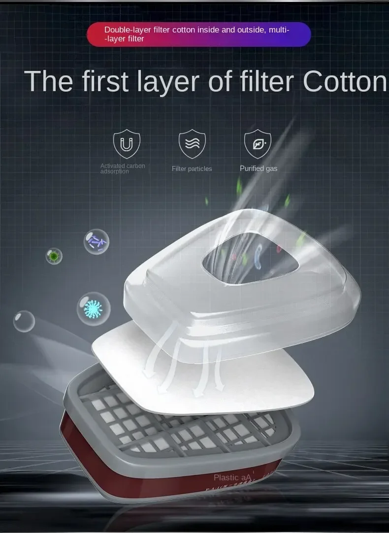 Original 6200 Respirator Reusable Half Face Cover Gas Mask with Cotton Filter Goggles for Painting Spray Polishing Work