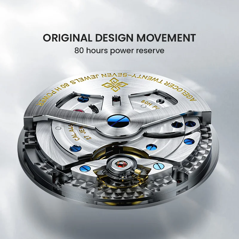 Original Budapest Watch Steel Strap Men's Business Dress Big Calendar Automatic Mechanical Watch Birthday Gift for Men