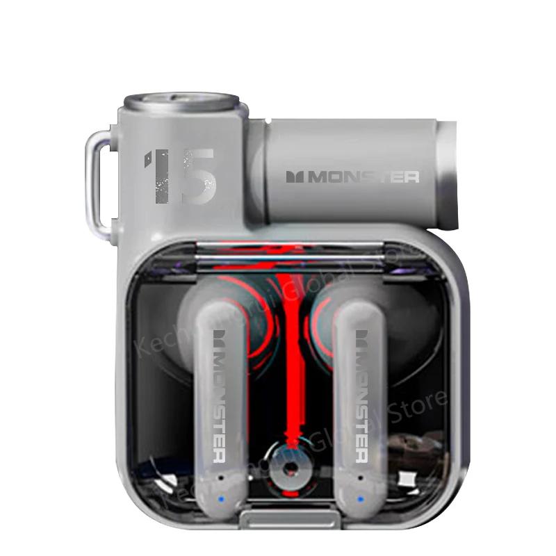 Original Monster XKT15 Wireless Bluetooth 5.3 Earphones TWS Gaming Earbuds RGB Flip Cover Design Headset Low latency