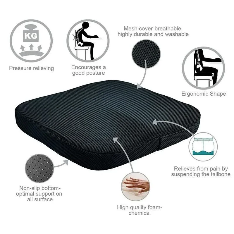 Orthopedic Memory Foam Seat Cushion for Office Chairs and Car Seat
