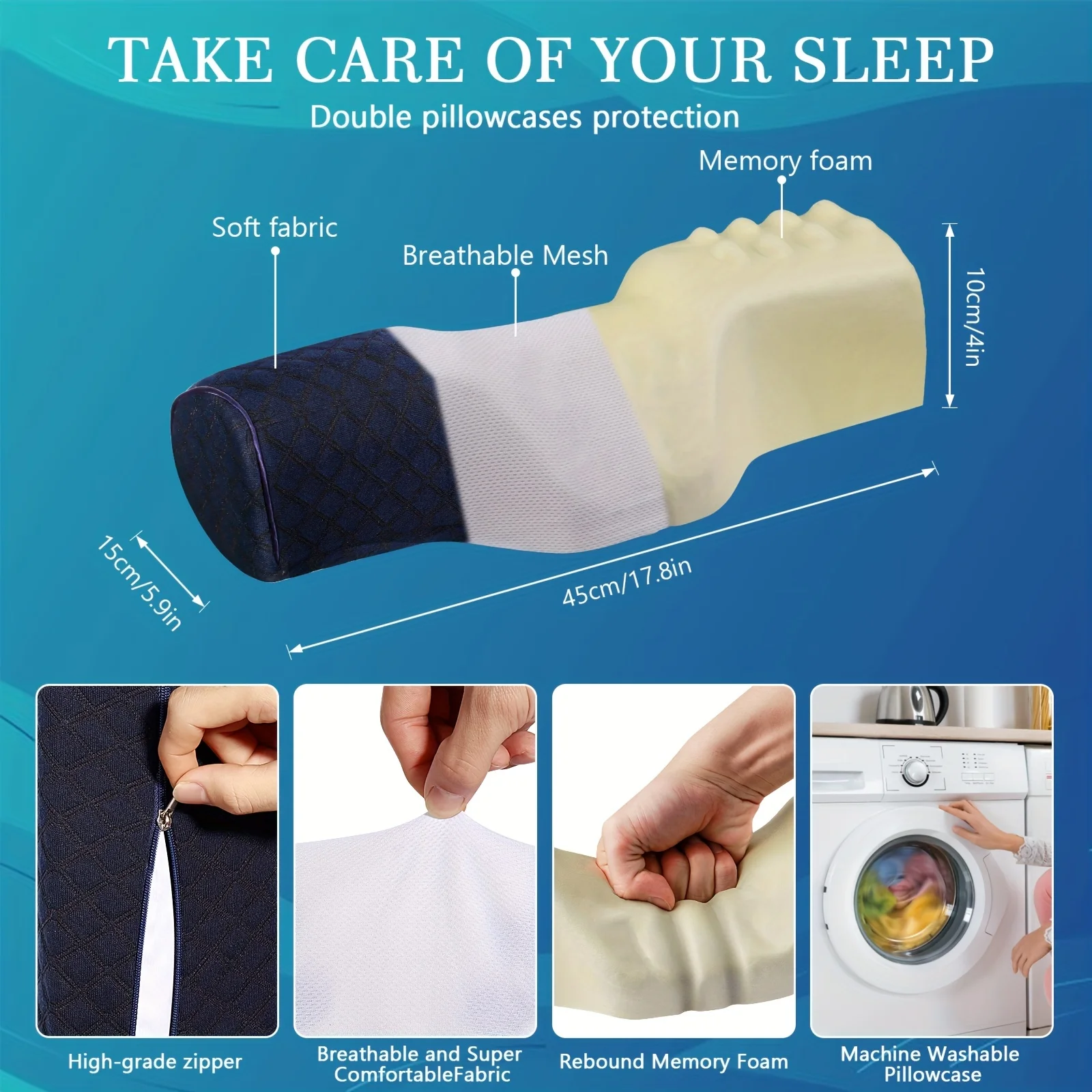 Orthopedic Neck Pillow: Superior Cervical Support Soft Memory Foam, Breathable Washable, Ideal for Every Sleeper