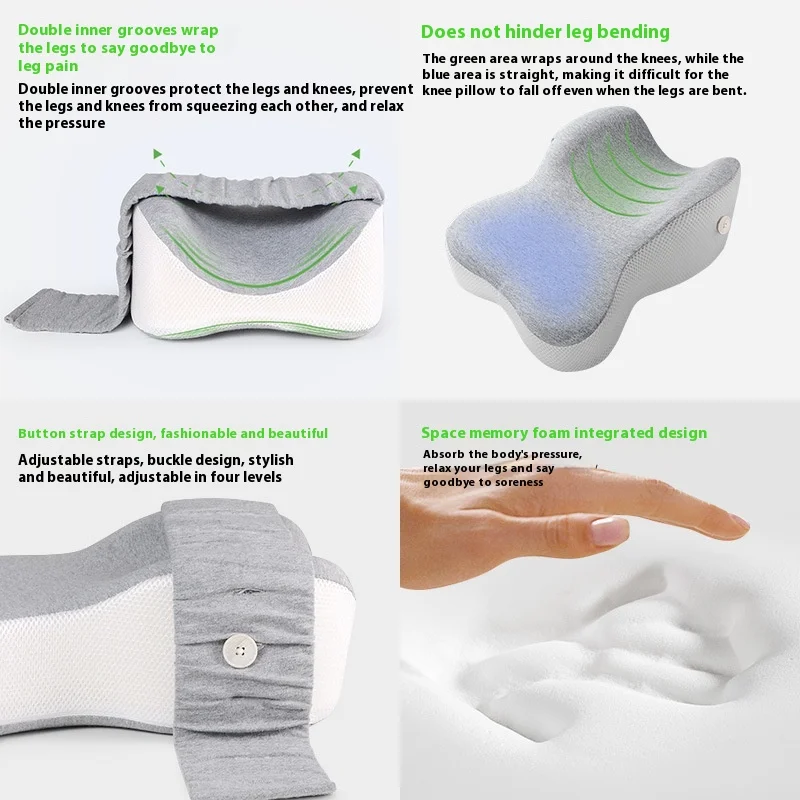 Orthopedic Slow Rebound Memory Cotton Clamp Leg Pillow Maternity Foot Pillow Strap Adjustable Side Sleeping Knee Leg