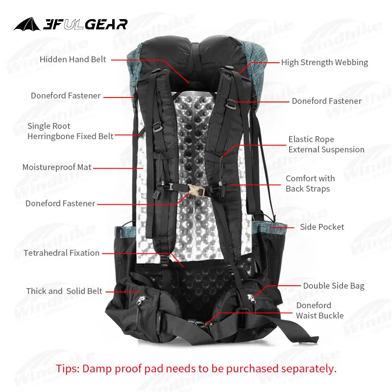 Outdoor 40L+16L Ultralight Backpack Unisex Fashion High Capacity Bag Nylon Waterproof Camping Bag Outdoor 40L+16L Ultralight Backpack Unisex Fashion High Capacity Bag Nylon Waterproof Camping Bag
